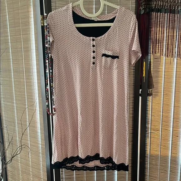 Soma Pink Nightgown with Black Dots - Picture 1 of 2